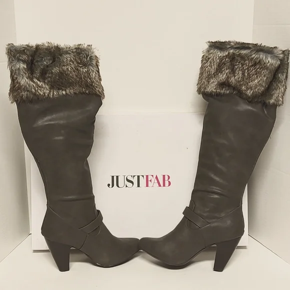 10 Women's Faux Fur Boots Grey Gray - Picture 3 of 6